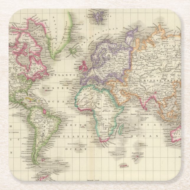 World 9 square paper coaster (Front)