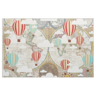 World Adventurer Hot Air Balloons & Clouds Fabric