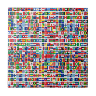 World All Countries Nation Flags Pattern Ceramic Tile