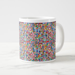 World All Countries Nation Flags Pattern Large Coffee Mug