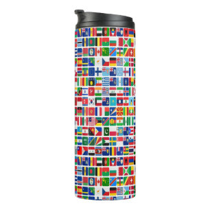 World All Countries Nation Flags Pattern Thermal Tumbler