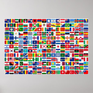 World All Countries Nation Flags Poster