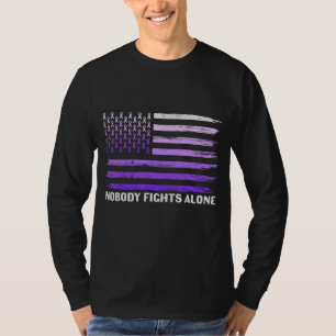 World Alzheimer's Day American Flag Purple Ribbon T-Shirt