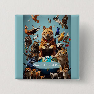 World Animal Day 15 Cm Square Badge
