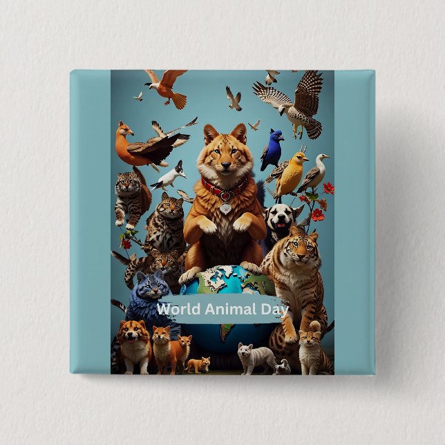World Animal Day  15 Cm Square Badge (Front)