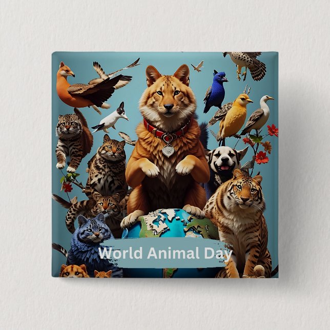 World Animal Day  15 Cm Square Badge (Front)