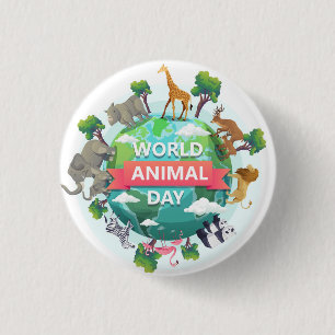World Animal Day 3 Cm Round Badge