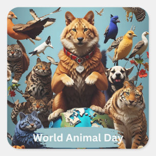 World Animal Day Square Sticker