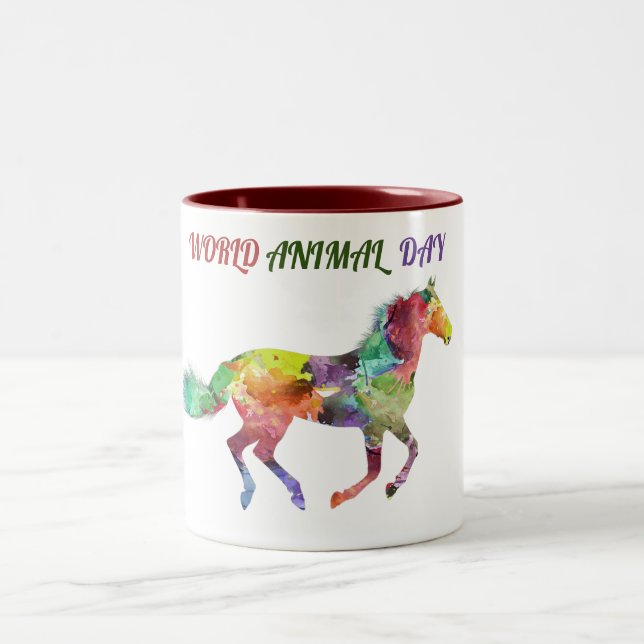 World Animal Day Two-Tone Coffee Mug (Center)