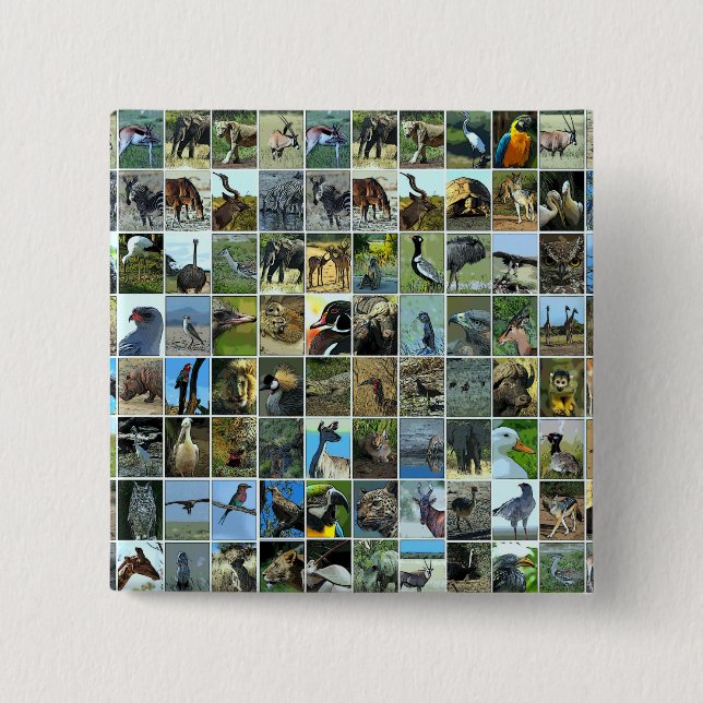 World animals 15 cm square badge (Front)