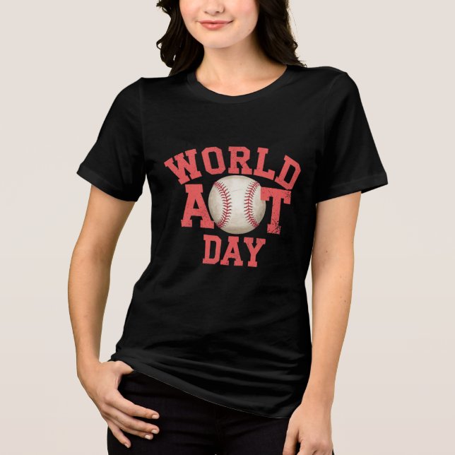 World Art Day Baseball Design Tri-Blend Shirt (Front)