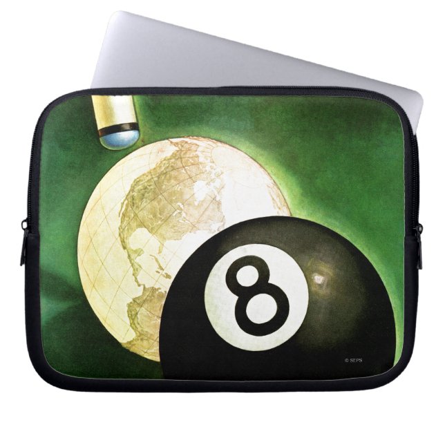 World as Cue Ball Laptop Sleeve (Front)