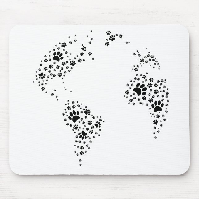 World Atlas Dog Paw Prints Mouse Pad (Front)