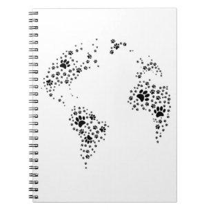 World Atlas Dog Paw Prints Notebook