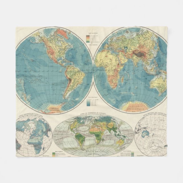 World Atlas Map 2 Fleece Blanket (Front (Horizontal))