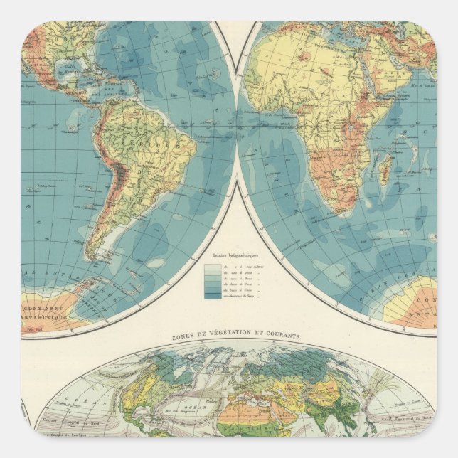 World Atlas Map 2 Square Sticker (Front)
