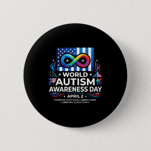 World autism awareness day 2nd april ribbon merch 6 cm round badge