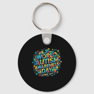 World autism awareness day 2nd april ribbon merch key ring