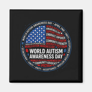 World autism awareness day 2nd april ribbon merch magnet