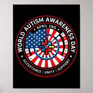 World Autism Awareness Day 2nd April Ribbon Merch Poster