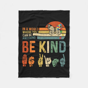 World Autism Awareness Day Hands Signs Autism Puzz Fleece Blanket