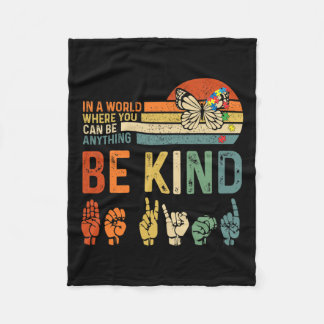 World Autism Awareness Day Hands Signs Autism Puzz Fleece Blanket