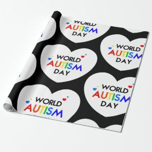 world autism awareness day heart wrapping paper