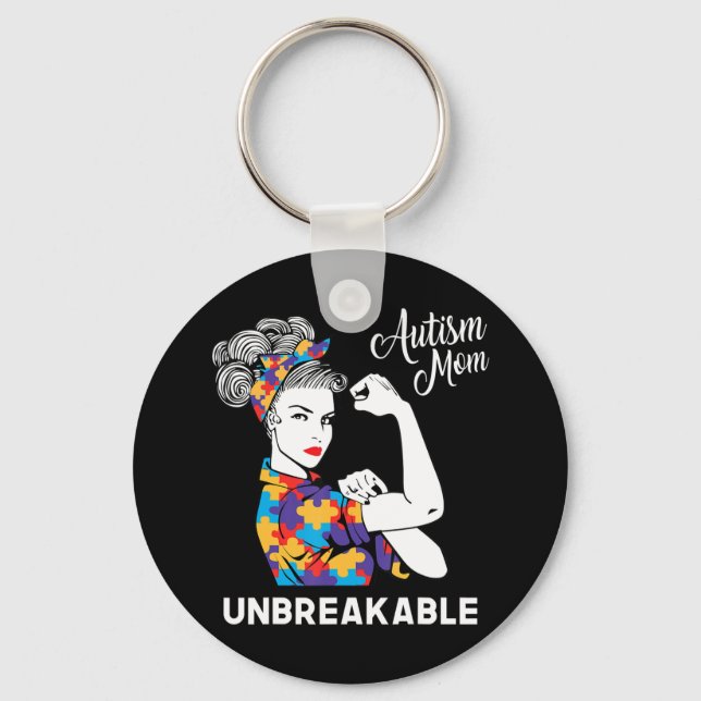 World Autism Awareness Day in a platform of discus Key Ring (Front)