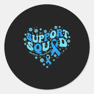 World autism awareness day support squad ribbon classic round sticker