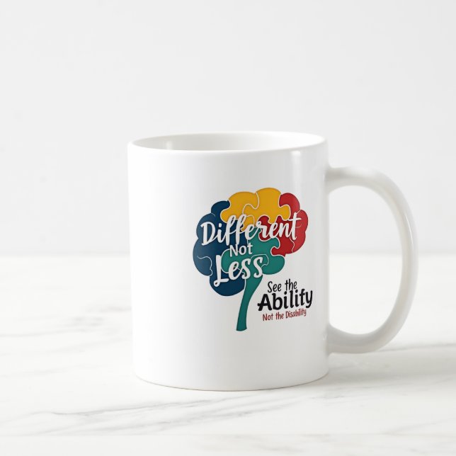 World Autism Awareness Day Tee Different Not Less  Coffee Mug (Right)