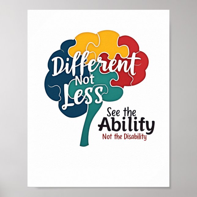World Autism Awareness Day Tee Different Not Less  Poster (Front)