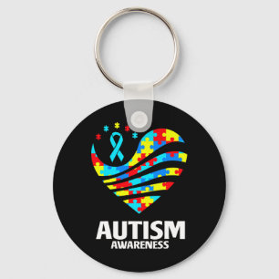World Autism Awareness Puzzle Pieces Heart Autisti Key Ring