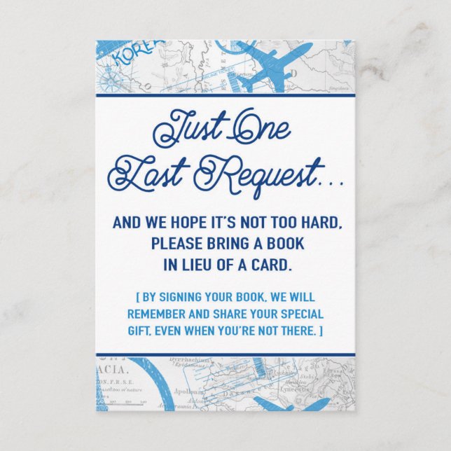 World Awaits Baby Shower Book Request Card (Front)