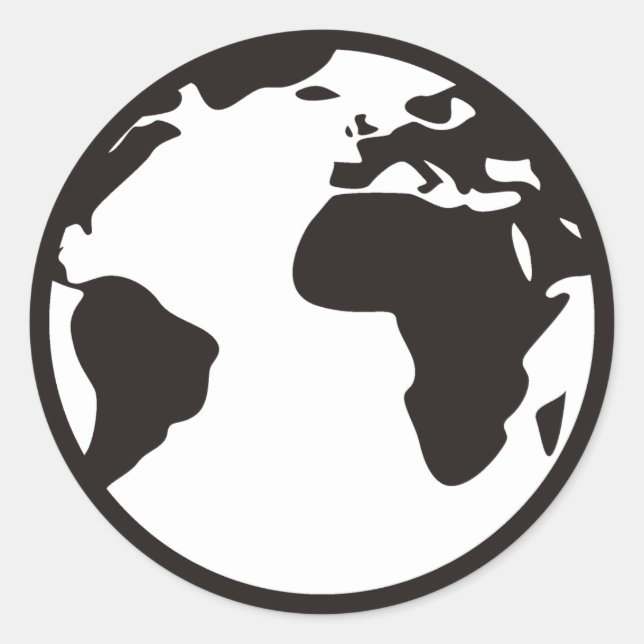 World B/W Classic Round Sticker (Front)