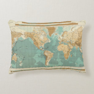 World bathyorographical map decorative cushion