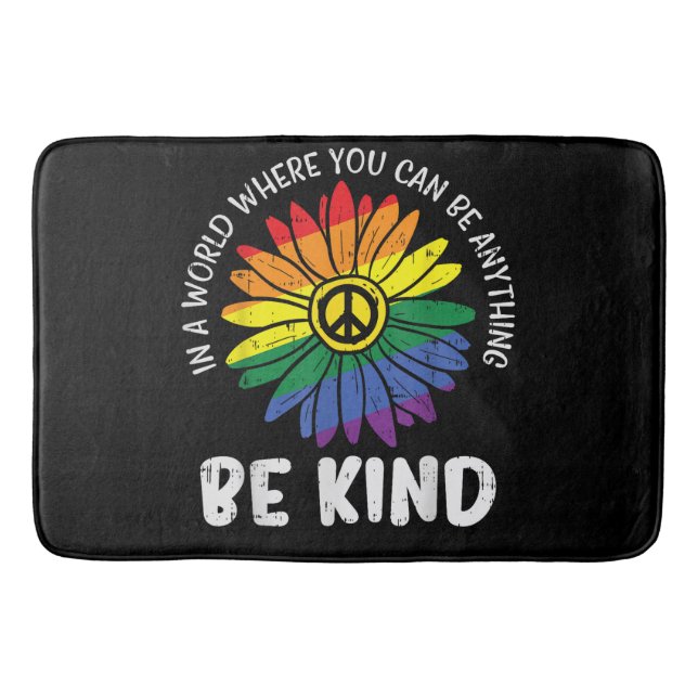 World Be Kind Rainbow Bath Mat (Front)