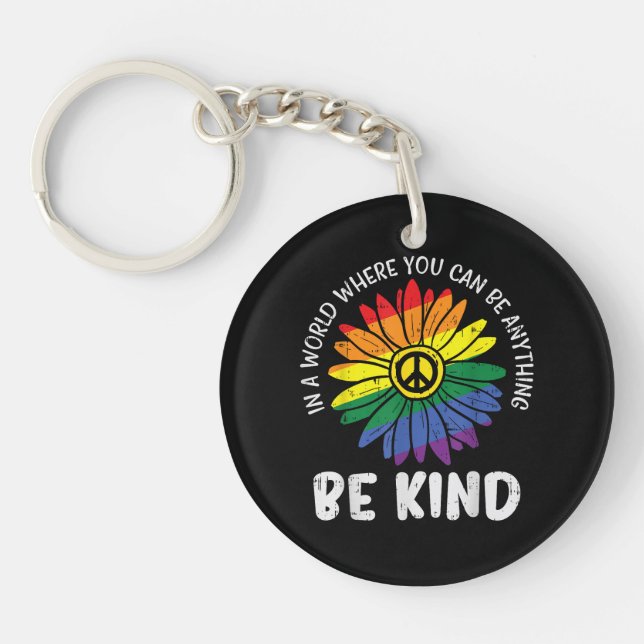 World Be Kind Rainbow Key Ring (Front)