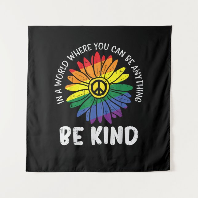 World Be Kind Rainbow Tapestry (Front)