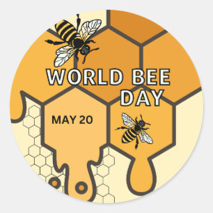 World Bee Day Classic Round Sticker