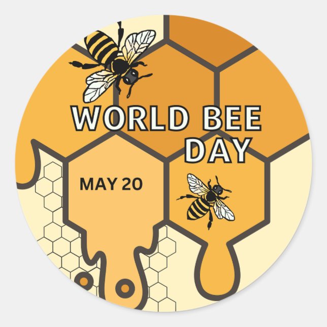 World Bee Day Classic Round Sticker (Front)