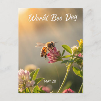 World Bee Day Honeybee Floral Art Holiday Postcard
