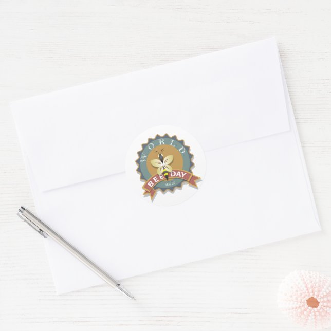 World Bee Day May 20 Classic Round Sticker (Envelope)