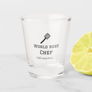 World best chef add name text cooking best barbecu shot glass