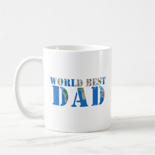 World Best DAD, Elegant Nature Typography Blue  Coffee Mug
