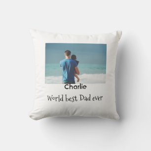 world best dad ever photo name date simple fathers cushion
