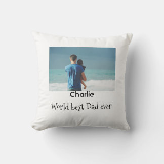 world best dad ever photo name date simple fathers cushion