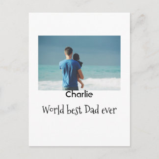 world best dad ever photo name date simple fathers postcard