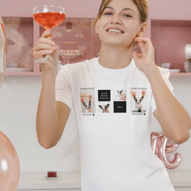 World Best Dog Mum | Collage Dog Photo T-Shirt (Creator Uploaded)