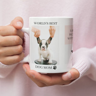 World Best Dog Mum   Collage Photo   Pastel Pink Coffee Mug
