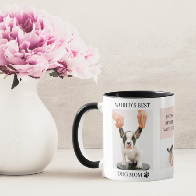 World Best Dog Mum | Collage Photo | Pastel Pink Mug (Creator Uploaded)